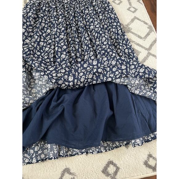 J. CREW 2024 Navy Floral Smocked Bodice Sleeveless Midi Dress - Picture 11 of 16